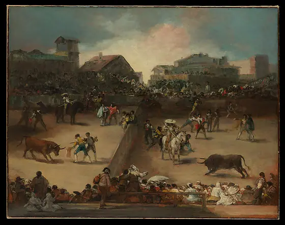 Bullfight in a Divided Ring, Francisco de Goya, ca. 1810, oil on canvas
