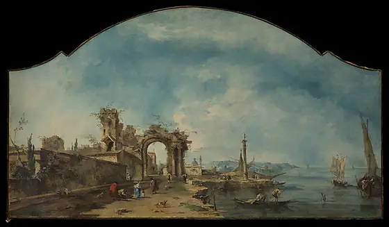 Fantastic Landscape, Francesco Guardi, ca. 1765, oil on canvas