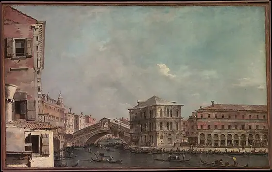 The Grand Canal above the Rialto, Francesco Guardi, late 1760s, oil on canvas