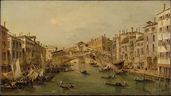 Venice: The Rialto, Francesco Guardi, 1763, oil on wood