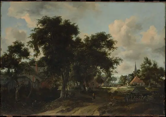 Entrance to a Village, Meindert Hobbema, ca. 1665, oil on wood
