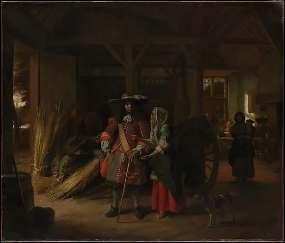 Paying the Hostess, Pieter de Hooch, ca. 1670, oil on canvas
