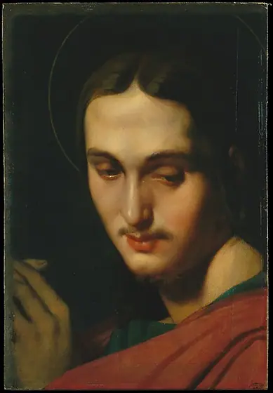 Head of Saint John the Evangelist, Jean-Auguste-Dominique Ingres, probably ca. 1818–20, oil on canvas, laid down on wood