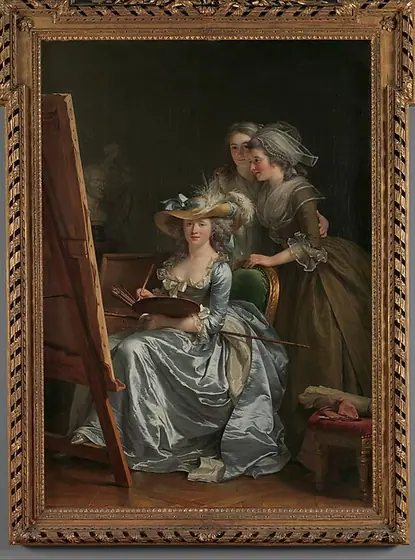 Self-Portrait with Two Pupils, Marie Gabrielle Capet (1761–1818) and Marie Marguerite Carraux de Rosemond (1765–1788), Adélaïde Labille-Guiard, 1785, oil on canvas
