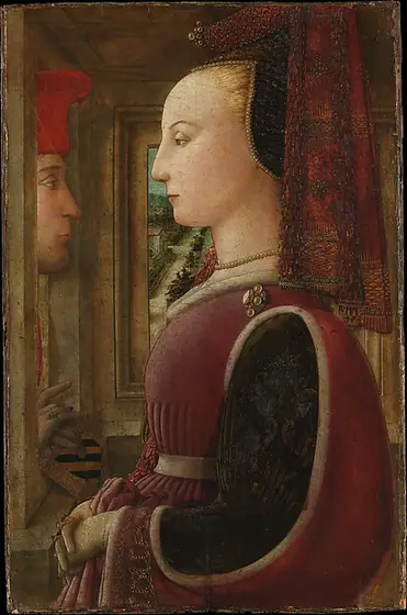 Portrait of a Woman with a Man at a Casement, Fra Filippo Lippi, ca. 1440, tempera on wood