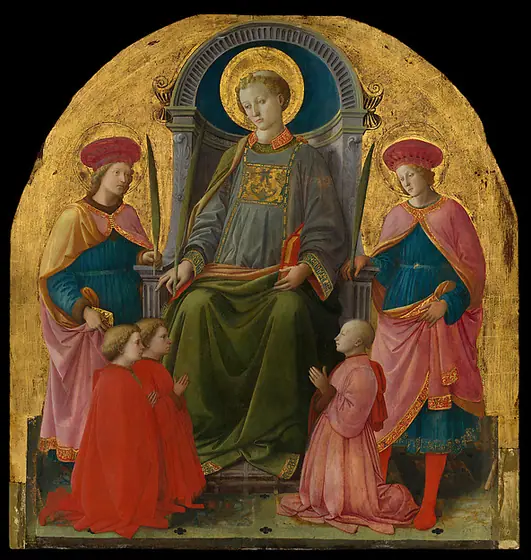 Saint Lawrence Enthroned with Saints and Donors, Fra Filippo Lippi, 1440s, tempera on wood, gold ground