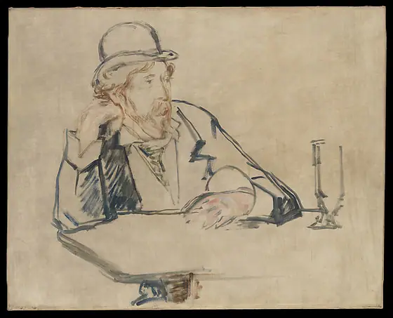 George Moore (1852–1933) at the Café, Édouard Manet, 1878 or 1879, oil on canvas