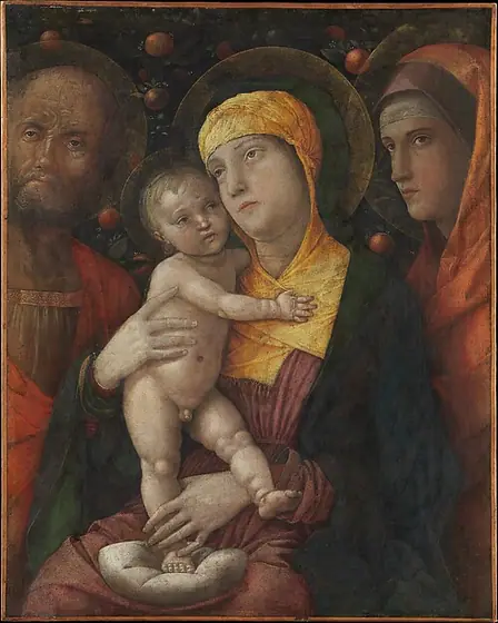 The Holy Family with Saint Mary Magdalen, Andrea Mantegna, ca. 1495–1500, distemper on canvas