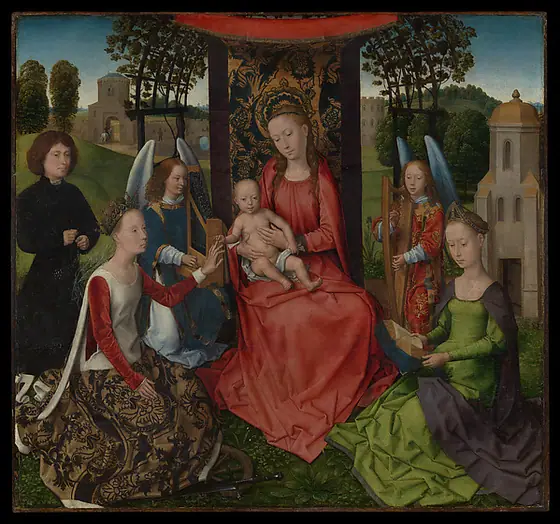 Virgin and Child with Saints Catherine of Alexandria and Barbara, Hans Memling, early 1480s, oil on wood
