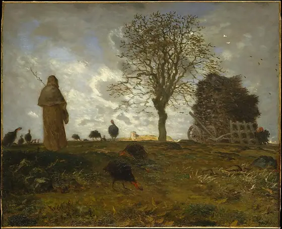 Autumn Landscape with a Flock of Turkeys, Jean-François Millet, 1872–73, oil on canvas