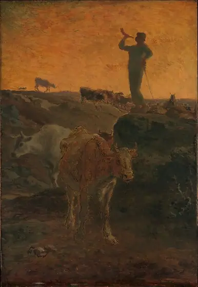 Calling the Cows Home, Jean-François Millet, ca. 1872, oil on wood