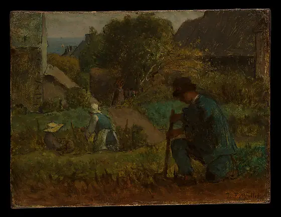 Garden Scene, Jean-François Millet, 1854, oil on canvas