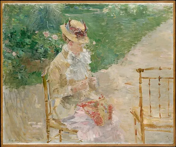 Young Woman Knitting, Berthe Morisot, ca. 1883, oil on canvas