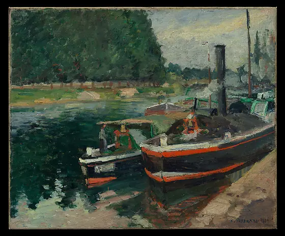 Barges at Pontoise, Camille Pissarro, 1876, oil on canvas