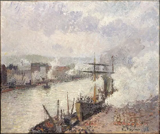 Steamboats in the Port of Rouen, Camille Pissarro, 1896, oil on canvas