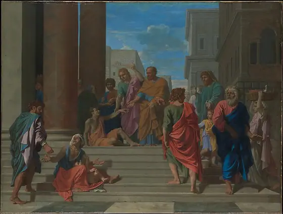 Saints Peter and John Healing the Lame Man, Nicolas Poussin, 1655, oil on canvas