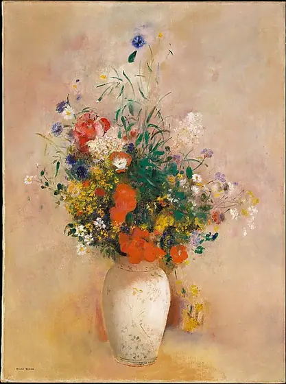 Vase of Flowers (Pink Background), Odilon Redon, ca. 1906, oil on canvas