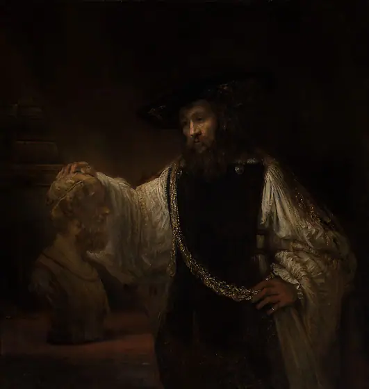 Aristotle with a Bust of Homer, Rembrandt van Rijn, 1653, oil on canvas