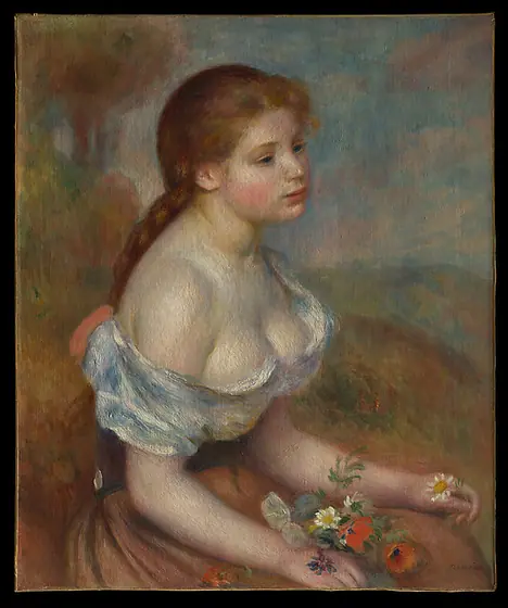 A Young Girl with Daisies, Pierre-Auguste Renoir, 1889, oil on canvas