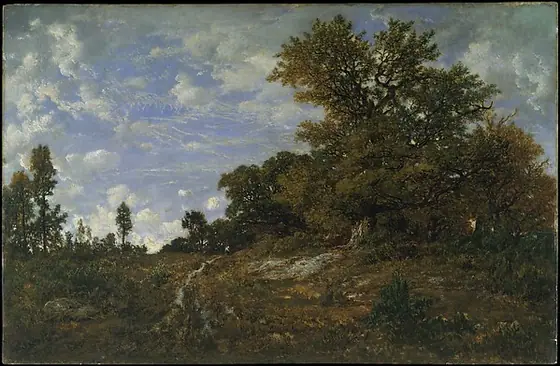 The Edge of the Woods at Monts-Girard, Fontainebleau Forest, Théodore Rousseau, 1852–54, oil on wood