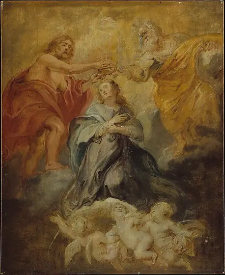 The Coronation of the Virgin, Peter Paul Rubens, ca. 1632–33, oil on wood