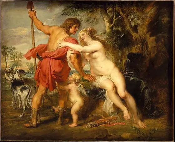 Venus and Adonis, Peter Paul Rubens, probably mid-1630s, oil on canvas