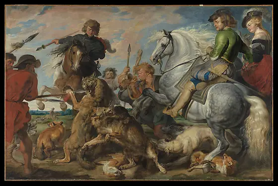 Wolf and Fox Hunt, Peter Paul Rubens, ca. 1616, oil on canvas