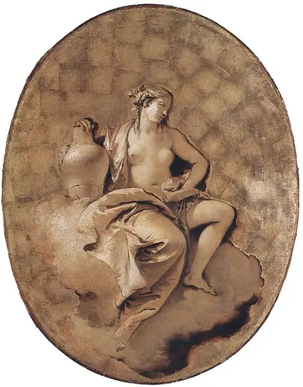 A Female Allegorical Figure, Giovanni Battista Tiepolo, ca. 1740–50, oil on canvas, gold ground