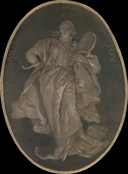 Allegorical Figure Representing Prudence, Giovanni Battista Tiepolo, 1760, fresco, transferred to canvas