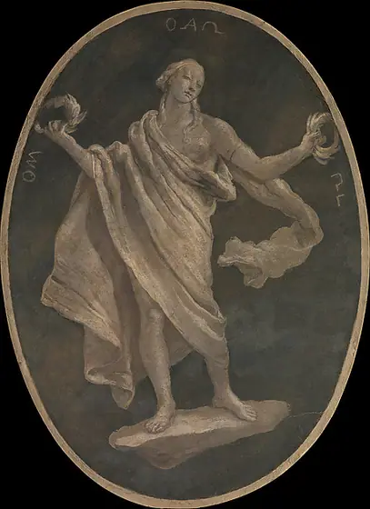 Allegorical Figure Representing a Virtue, Possibly Patriotism, Giovanni Battista Tiepolo, 1760, fresco, transferred to canvas
