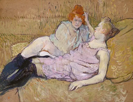 The Sofa, Henri de Toulouse-Lautrec, ca. 1894–96, oil on cardboard