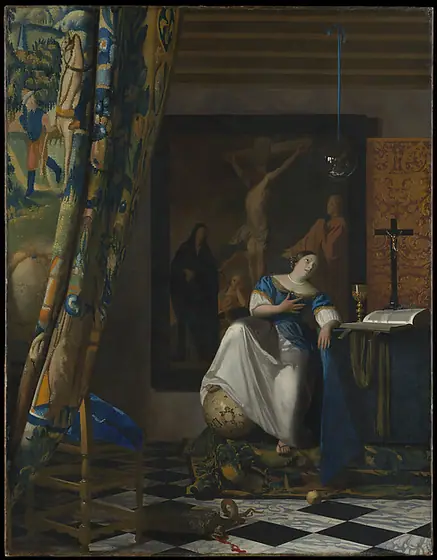Allegory of the Catholic Faith, Johannes Vermeer, ca. 1670–72, oil on canvas