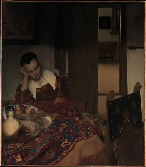 A Maid Asleep, Johannes Vermeer, ca. 1656–57, oil on canvas