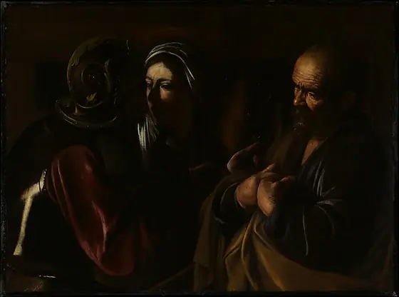 The Denial of Saint Peter, Caravaggio, 1610, oil on canvas