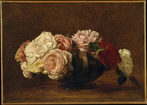 Roses in a Bowl, Henri Fantin-Latour, 1883, oil on canvas