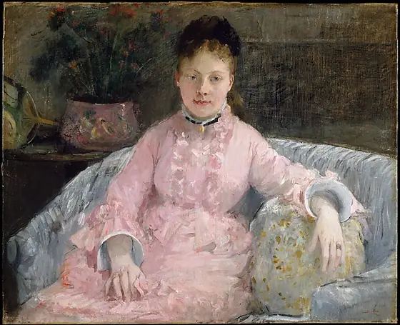 The Pink Dress (Albertie-Marguerite Carré, later Madame Ferdinand-Henri Himmes, 1854–1935), Berthe Morisot, ca. 1870, oil on canvas
