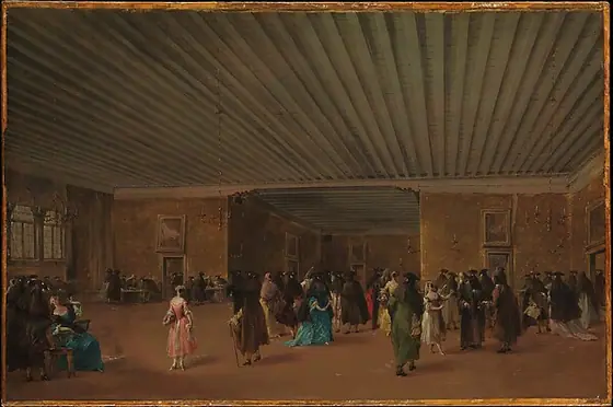The Ridotto Pubblico at Palazzo Dandolo, Francesco Guardi, ca. 1765–68, oil on canvas