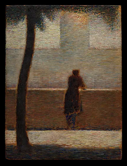 A Man Leaning on a Parapet, Georges Seurat, ca. 1881, oil on wood