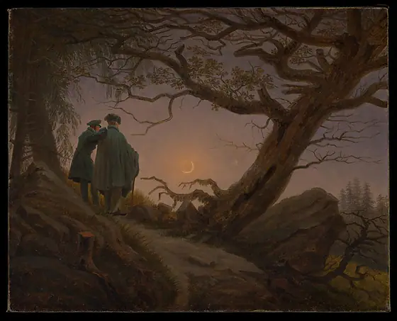 Two Men Contemplating the Moon, Caspar David Friedrich, ca. 1825–30, oil on canvas