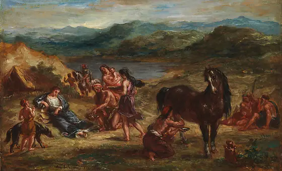 Ovid among the Scythians, Eugène Delacroix, 1862, oil on paper, laid down on wood