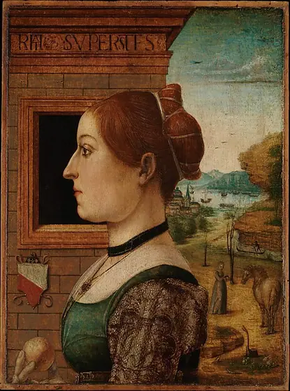 Portrait of a Woman, possibly Ginevra d'Antonio Lupari Gozzadini, Unknown artist, 1494?, tempera on wood