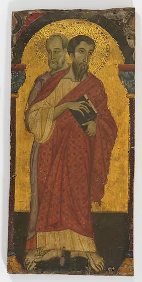Saints Bartholomew and Simon, Master of Saint Francis, ca. 1272, tempera on wood, gold ground