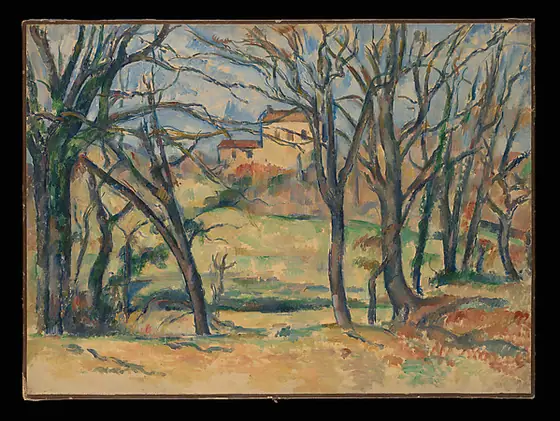 Trees and Houses Near the Jas de Bouffan, Paul Cézanne, 1885–86, oil on canvas