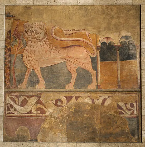 Lion, Unknown artist, after 1200, fresco, mounted on canvas