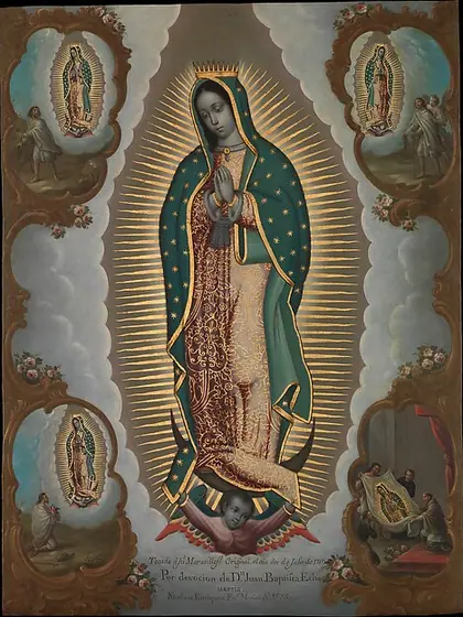 The Virgin of Guadalupe with the Four Apparitions, Nicolás Enríquez, 1773, oil on copper