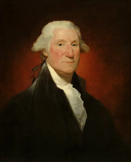 Shown from the chest up, an older man with pale, peachy skin, wearing a high-collared black coat and a cream-white, ruffled collar, is shown against a deep wine-red background in this vertical portrait painting.