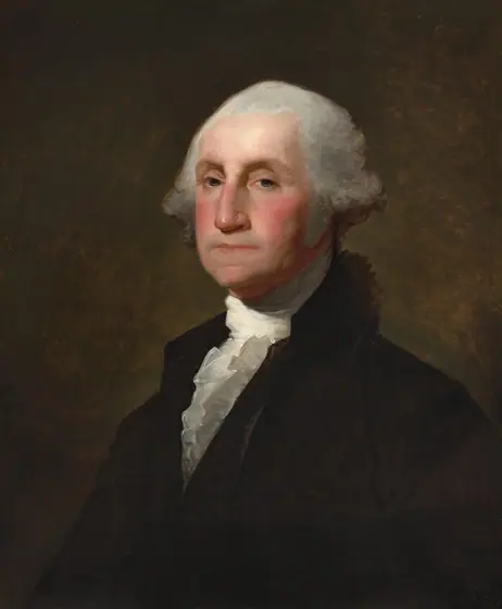 This painting is a portrait of a man from his chest up. He is positioned slightly angled to the left and looks directly at us.