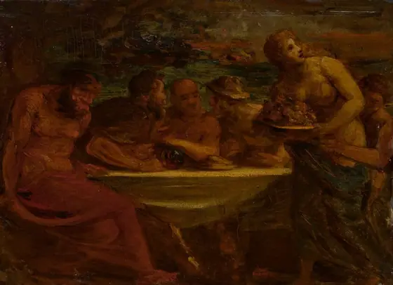 Feast of the Gods, Honoré Daumier, c. 1849/1850, with later additions by other hands, oil on wood