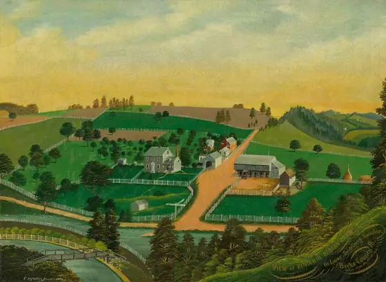 View of Benjamin Reber's Farm, Charles C. Hofmann, 1872, oil on canvas