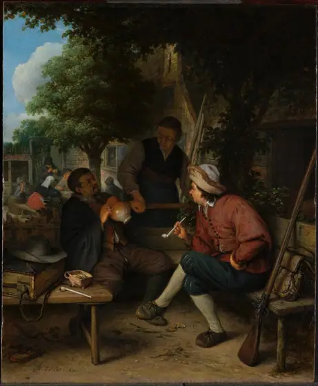 Travellers at Rest, Adriaen van Ostade, 1671, oil on panel
